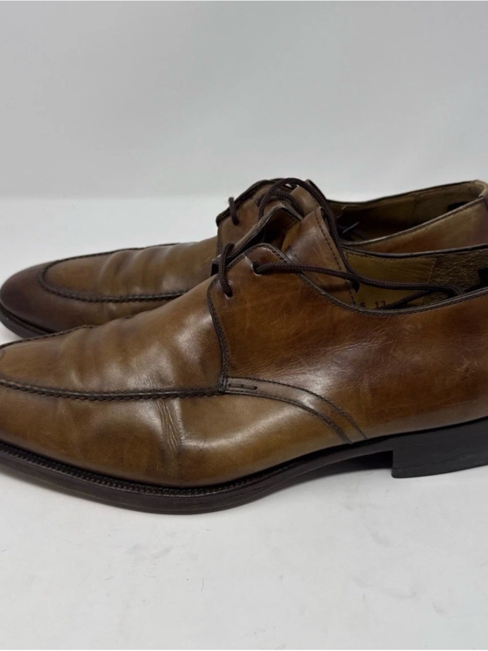 Magnanni Brown Lace-Up Derby Leather Dress Shoes 12436 Men's Size 13 M Spain - Picture 5 of 11